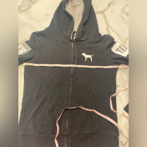 Victoria’s Secret Pink zip up hooded sweatshirt, black so small - Picture 7 of 10
